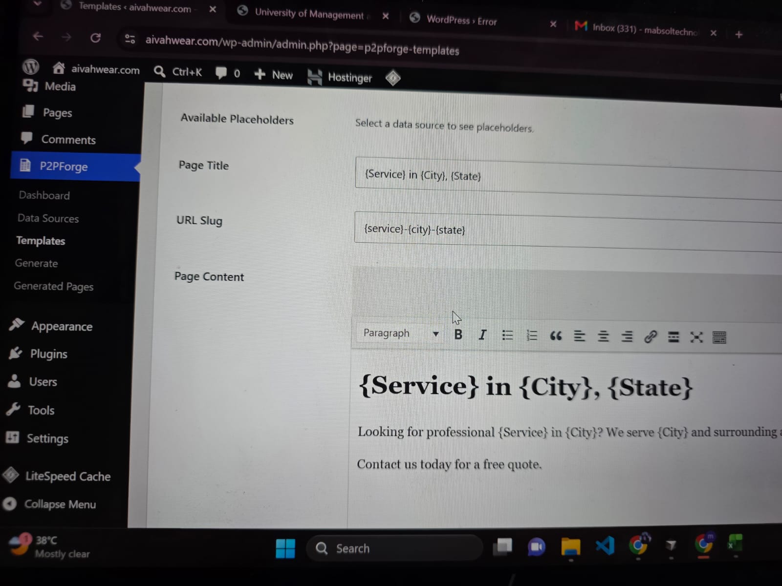 Job queue showing pages being published